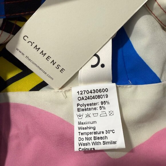 Commense Crop Top Women's Extra Small Tie Straps Shirred Back Abstract Print XS - Picture 10 of 11